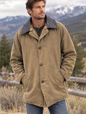 Vintage Turnbury Men Tan Canvas Jacket XL Brown Chore Coat Grandpa Core Work